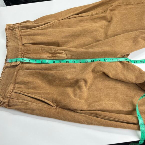 Free People Cool Harbor Wide-Leg Trousers Pants M High-Rise Smocked Tan 275619 - Picture 11 of 15